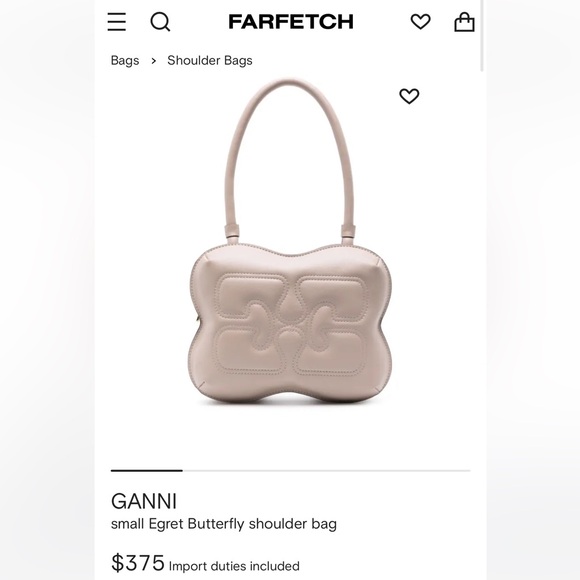 Brand New Ganni Butterfly Shoulder Bag - Picture 1 of 8